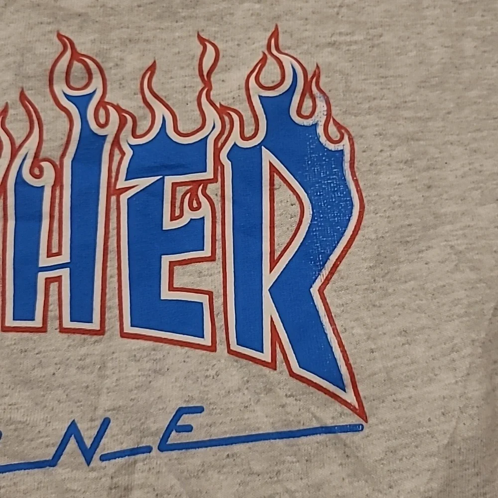 Thrasher T-Shirt Mens Medium Blue + Red Logo Skater Tee - Picture 5 of 5